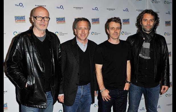 At the composing panel: Musician Hugh Marsh, Composer and Director of the Film Music program at the Sundance Institute Peter Golub, Composer Harry Gregson-Williams and Musician Martin Tillman.